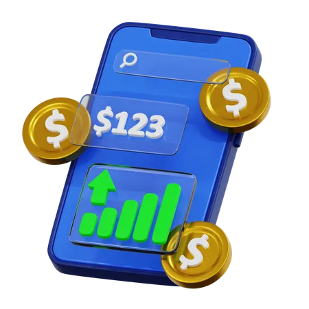 Smartphone with Finance App Icon for Digital Banking  3D Icon