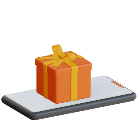 Smartphone with gift box  3D Icon