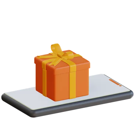 3 D Smartphone With Gift Box Illustration 3D Icon