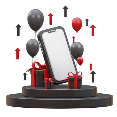 Smartphone With Gifts Podium  3D Icon