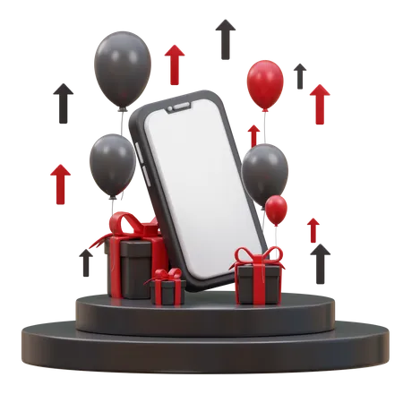 Smartphone With Gifts Podium  3D Icon