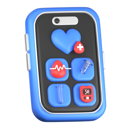 Smartphone with Health App  3D Icon