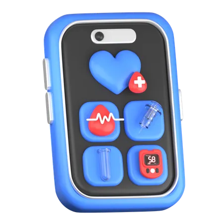 Smartphone with Health App  3D Icon