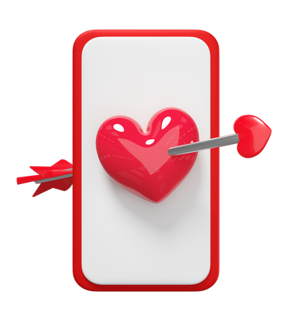 Smartphone With Heart  3D Illustration