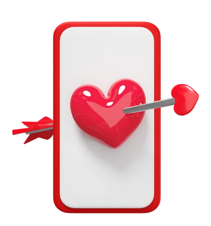 Smartphone With Heart  3D Illustration