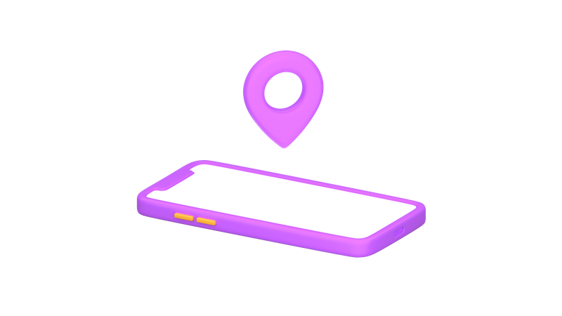 Smartphone with location pin 3D Illustration