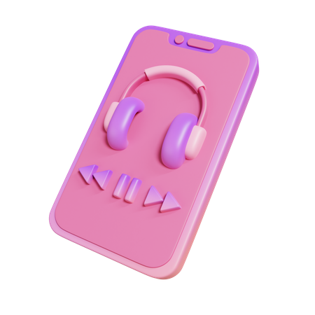 Smartphone with Music Media Player  3D Icon