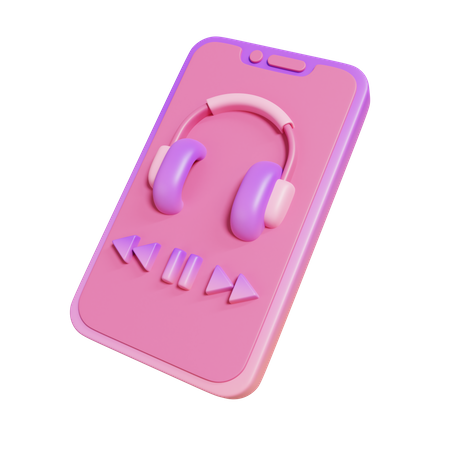 Smartphone with Music Media Player  3D Illustration