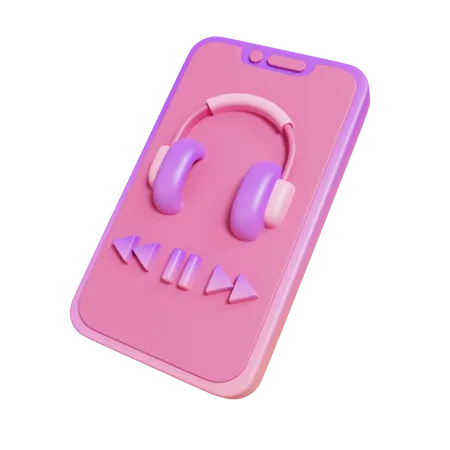 Smartphone with Music Media Player  3D Illustration