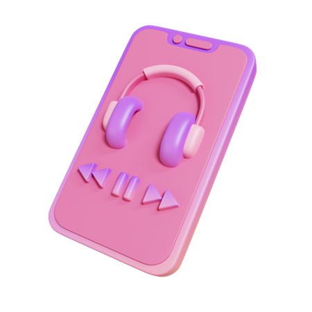 Smartphone with Music Media Player 3D Illustration