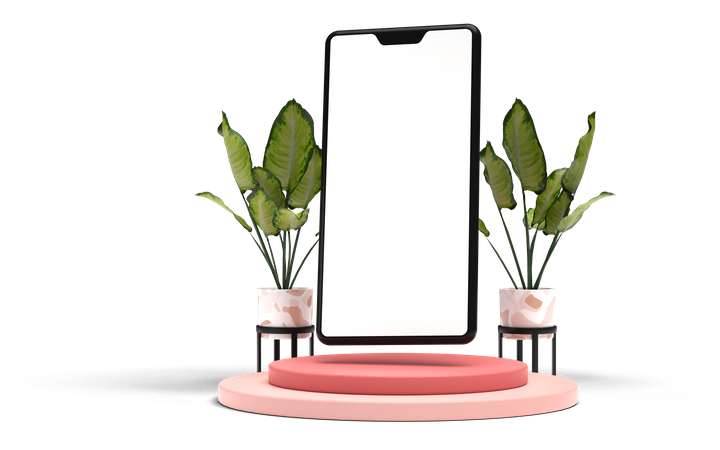 Smartphone With Podium with empty space  3D Illustration