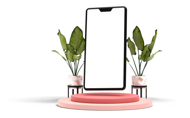 Smartphone With Podium with empty space 3D Illustration