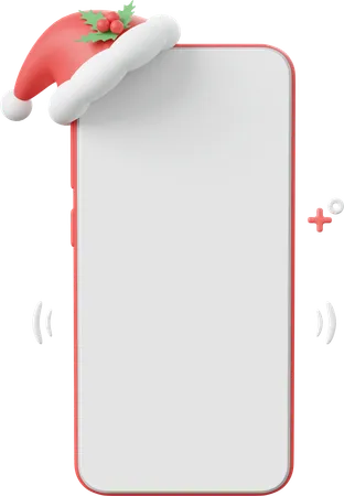 Smartphone With Santa Claus Hat Christmas Theme Elements 3 D Illustration 3D Icon