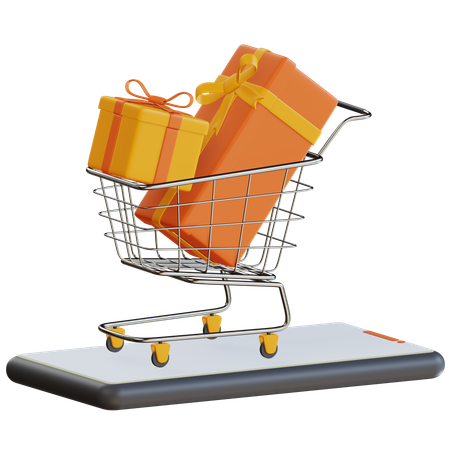 Smartphone With Shopping Cart  3D Icon