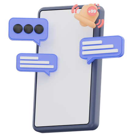 Smartphone With Social Media Notifications  3D Icon