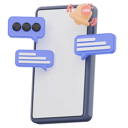 Smartphone With Social Media Notifications  3D Icon