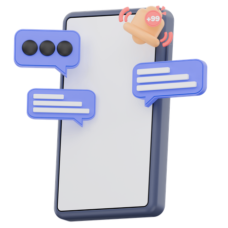 Smartphone With Social Media Notifications  3D Icon