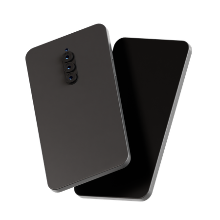 Smartphone With Three Lenses On Center  3D Icon