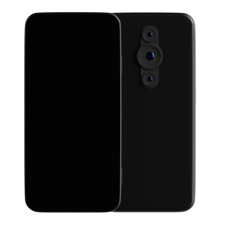 Smartphone With Triple Camera On Center  3D Icon