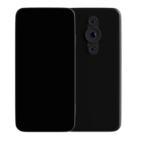 Smartphone With Triple Camera On Center  3D Icon
