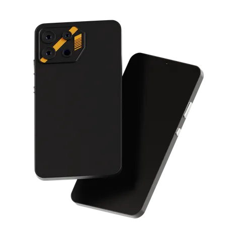 Smartphone With Yellow Accents On The Camera  3D Icon