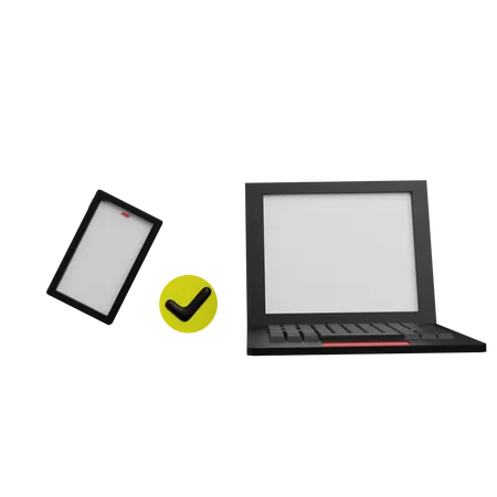 3 D Pack Smartphones And Laptops Are Connected Trasnparent Background 3D Icon