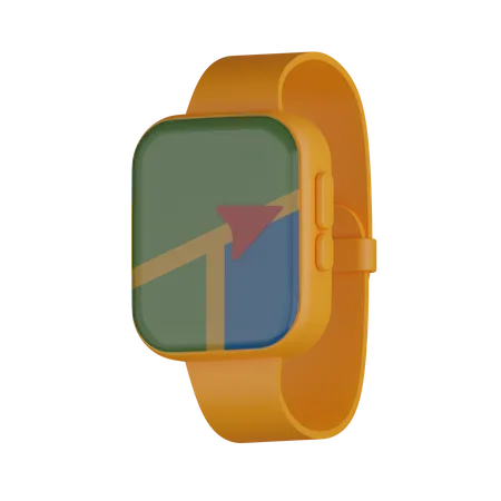 Smartwatch With Map  3D Icon