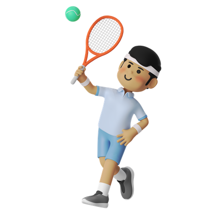 Garçon joueur de tennis smash  3D Illustration