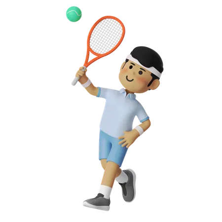 Garçon joueur de tennis smash  3D Illustration