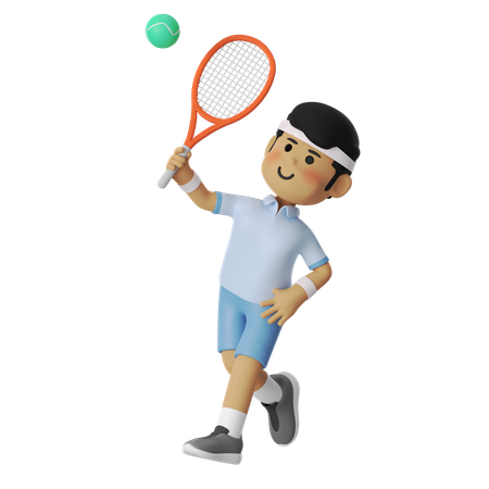 Smash Tennis Player Boy  3D Illustration