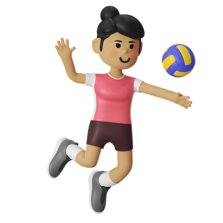 Smash Volley Player Girl  3D Illustration