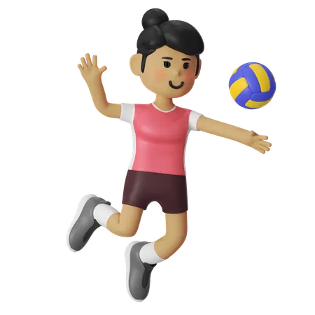 Smash Volley Player Girl  3D Illustration