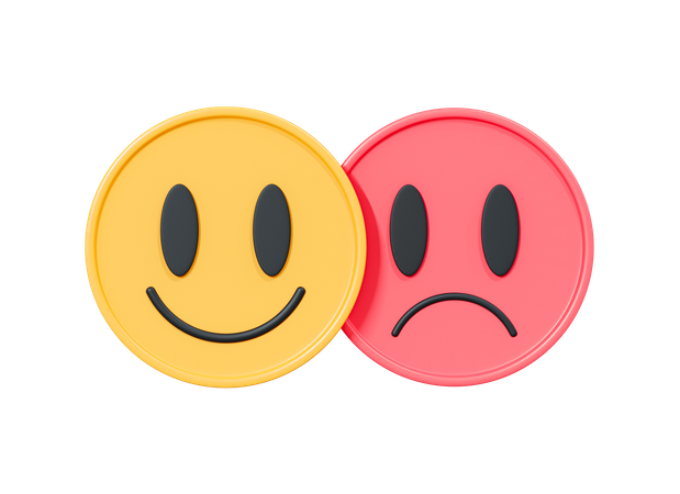 Smile And Sad Emoticon  3D Icon