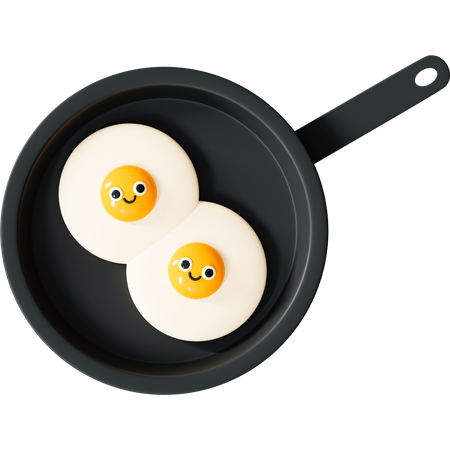 Smile eggs on frying pan  3D Icon