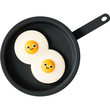 Smile eggs on frying pan  3D Icon