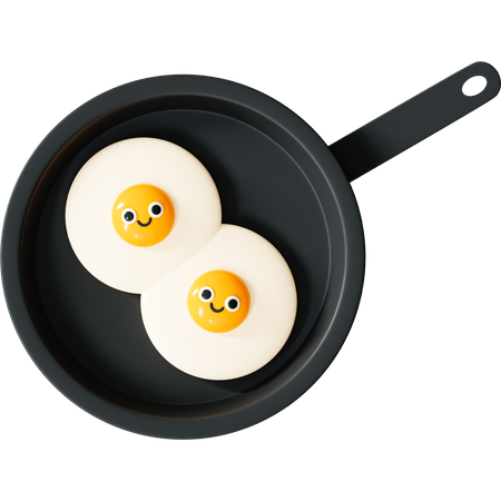 Smile eggs on frying pan 3D Icon