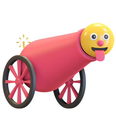 Smile emoticon cannon shot  3D Illustration