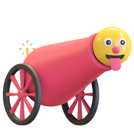 Smile emoticon cannon shot  3D Illustration