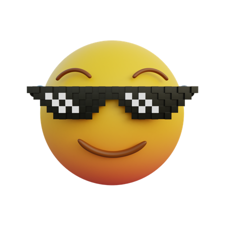 Smile emoticon wearing sunglasses like a boss  3D Emoji