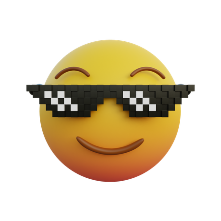 Smile emoticon wearing sunglasses like a boss 3D Illustration