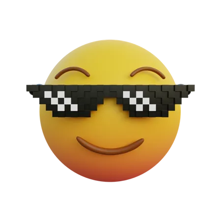 Smile emoticon wearing sunglasses like a boss  3D Illustration