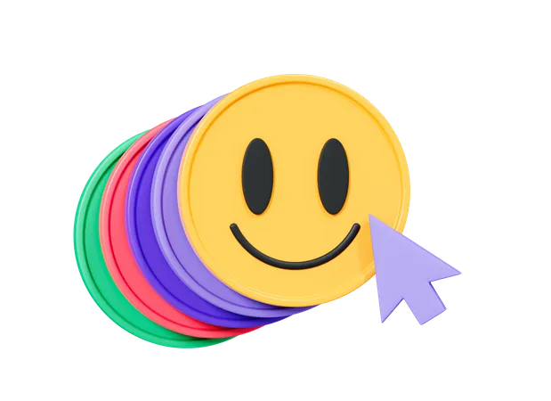 Smile Face With Cursor 3D Icon