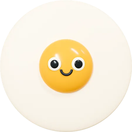 Smile Fried Egg Happy Face Emoji Heatly Breakfast Egg Omelet Cartoon Creative Design 3D Icon