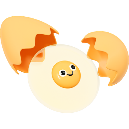 Smile Fried Egg with Eggshell  3D Icon