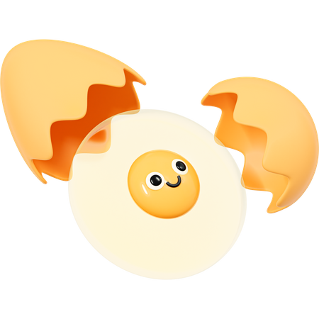 Smile Fried Egg with Eggshell  3D Icon