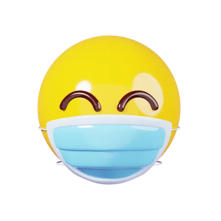 Smile In Mask Emoji 3D Illustration