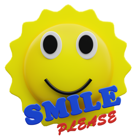 Smile Please with Sun Icon  3D Sticker