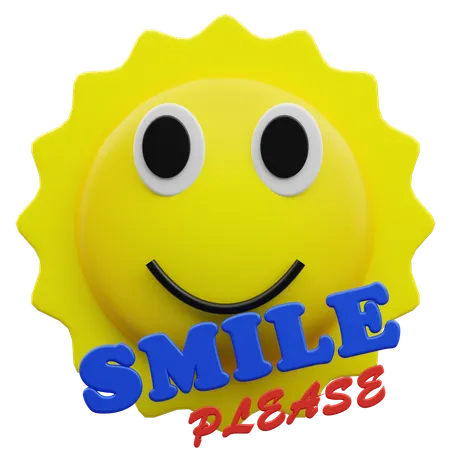 Smile Please with Sun Icon  3D Sticker