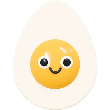 Smile Slice Of Boiled Egg Happy Face Emoji Heatly Breakfast Egg Omelet Cartoon Creative Design 3D Icon