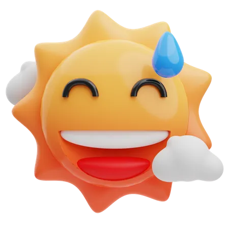 Smile With Sweat Sun  3D Emoji